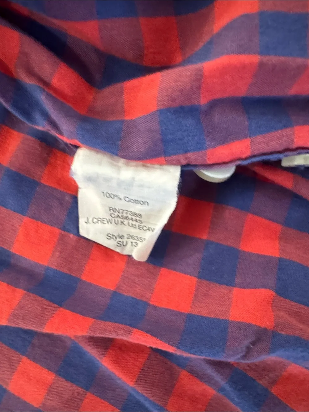 J. Crew Red and Blue Button-Down Plaid Shirt